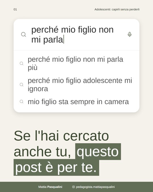 Carosello: perché mio figlio non mi parla